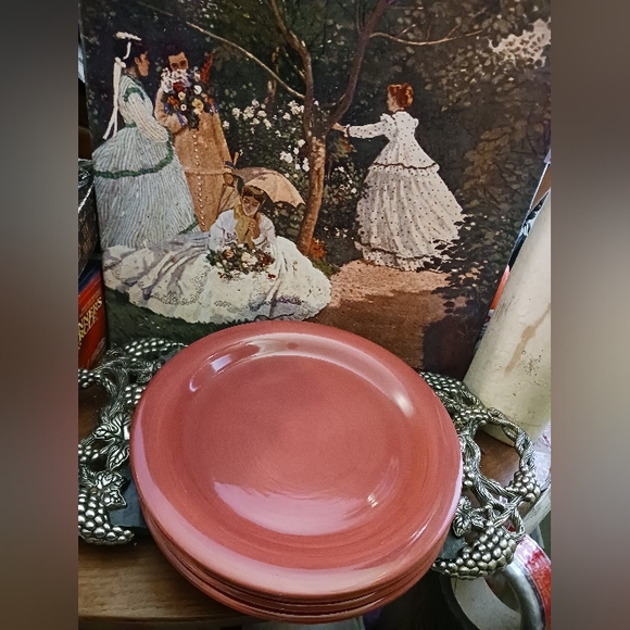 Tabletops Gallery Stoneware "Playa" Red 10.5"Brick Set/4 Dinner Plates Retired🍅 - Picture 4 of 7